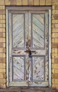 S. M. Fawad, The Old Door, 16 x 26 Inch, Oil on Canvas, Realistic Painting, AC-SMF-247